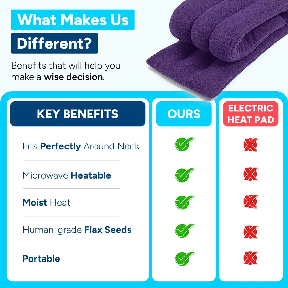 Microwavable Neck Heating Wrap, 6"x26", Purple, Cotton and Fleece