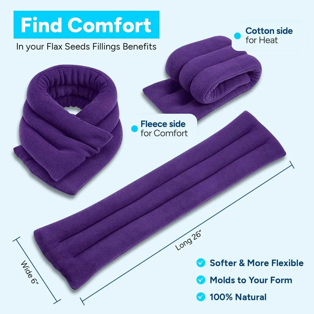 Microwavable Neck Heating Wrap, 6"x26", Purple, Cotton and Fleece