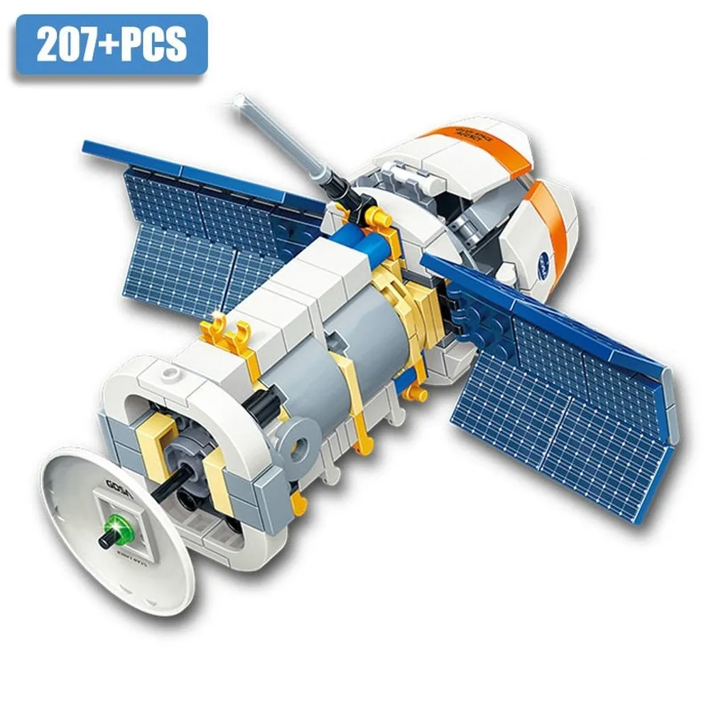 MOC NON  City Space Explore Shuttle Launch Center Building Blocks Set Rocket Satellite With Spaceman Bricks Toy For