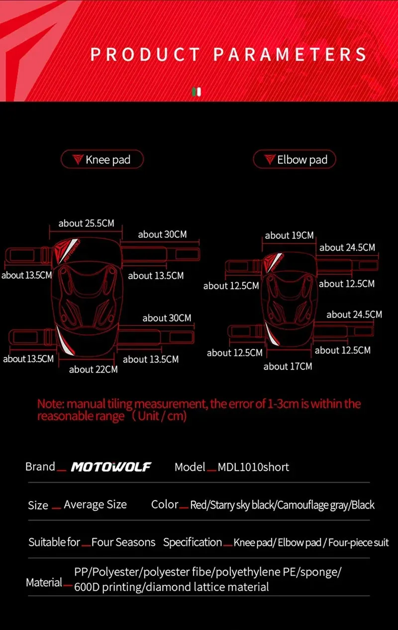 MOTOWOLF KNEE & ELBOW PROTECTIVE GEAR  MDL1010