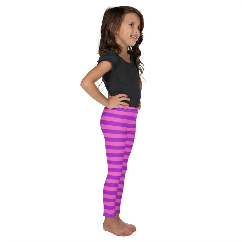 Purple and Hot Pink Stipe Kid's Leggings/ Purple and Hot Pink Strip Costume Leggings/