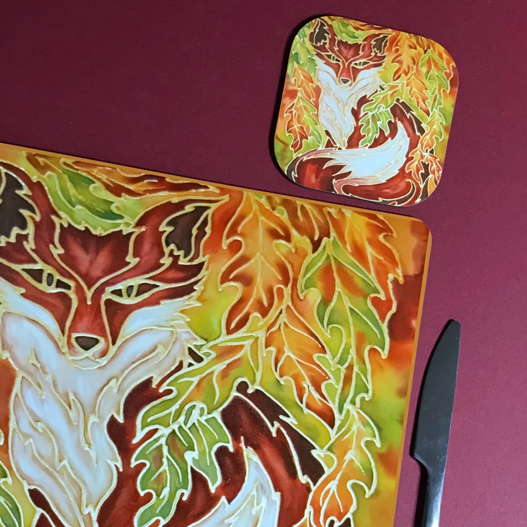 Red Fox Square Table Mats & Coasters - Wildlife Table Mats