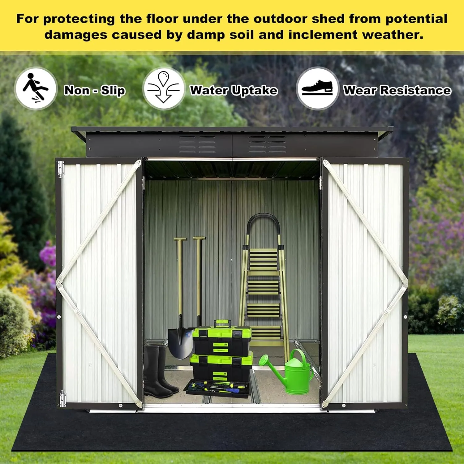 Shed Mat, Outdoor Storage Shed Flooring Mat, Carport Garage Floor Mat, Waterproof Moistureproof