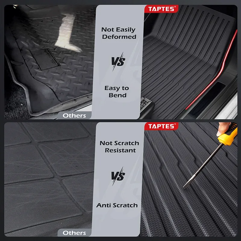 TAPTES Floor Mats for Tesla Model X  6 Seater 2024 2023 2022, All Weather Floor Mats for Tesla Model X,Waterproof Floor Cargo Liner 4PCS